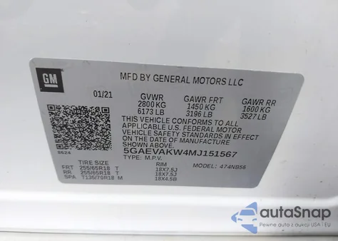 2021 Buick Enclave Awd Essence из США, поврежденный, VIN 5GAEVAKW4MJ151567